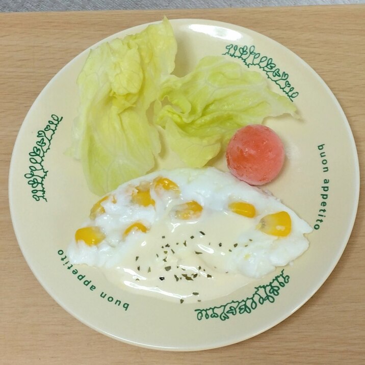 ♡白いオムレツ♡つぶつぶコーン✨マヨネーズソース✨